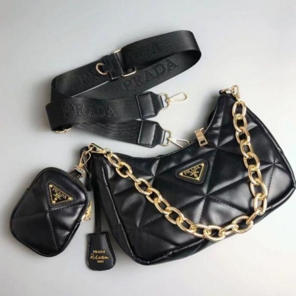 Re edition New Black Gold purse 2 way hand crossbody with pouch - Picture 9 of 11